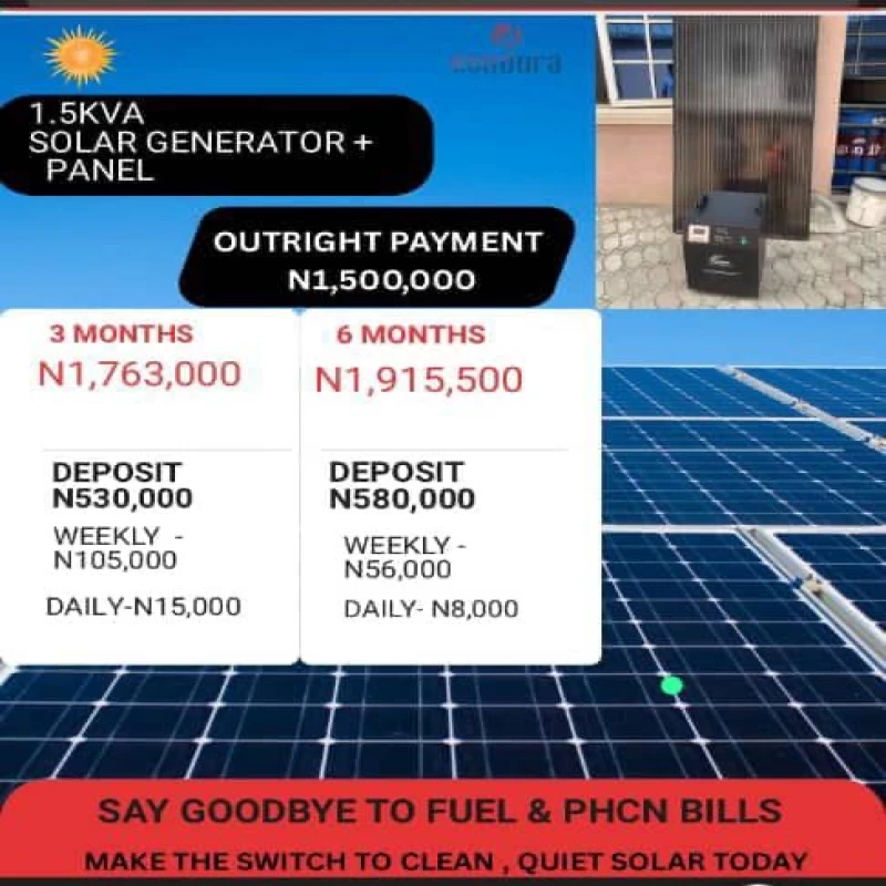1.5KVA SOLAR GENERATOR + PANEL